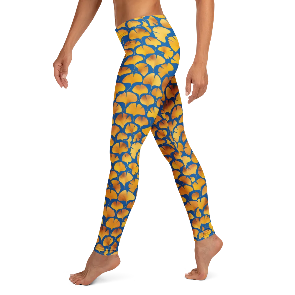 Blue Ginkgo on Leggings — Left