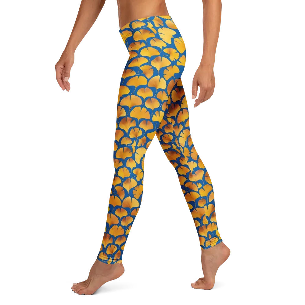 Blue Ginkgo on Leggings — Left