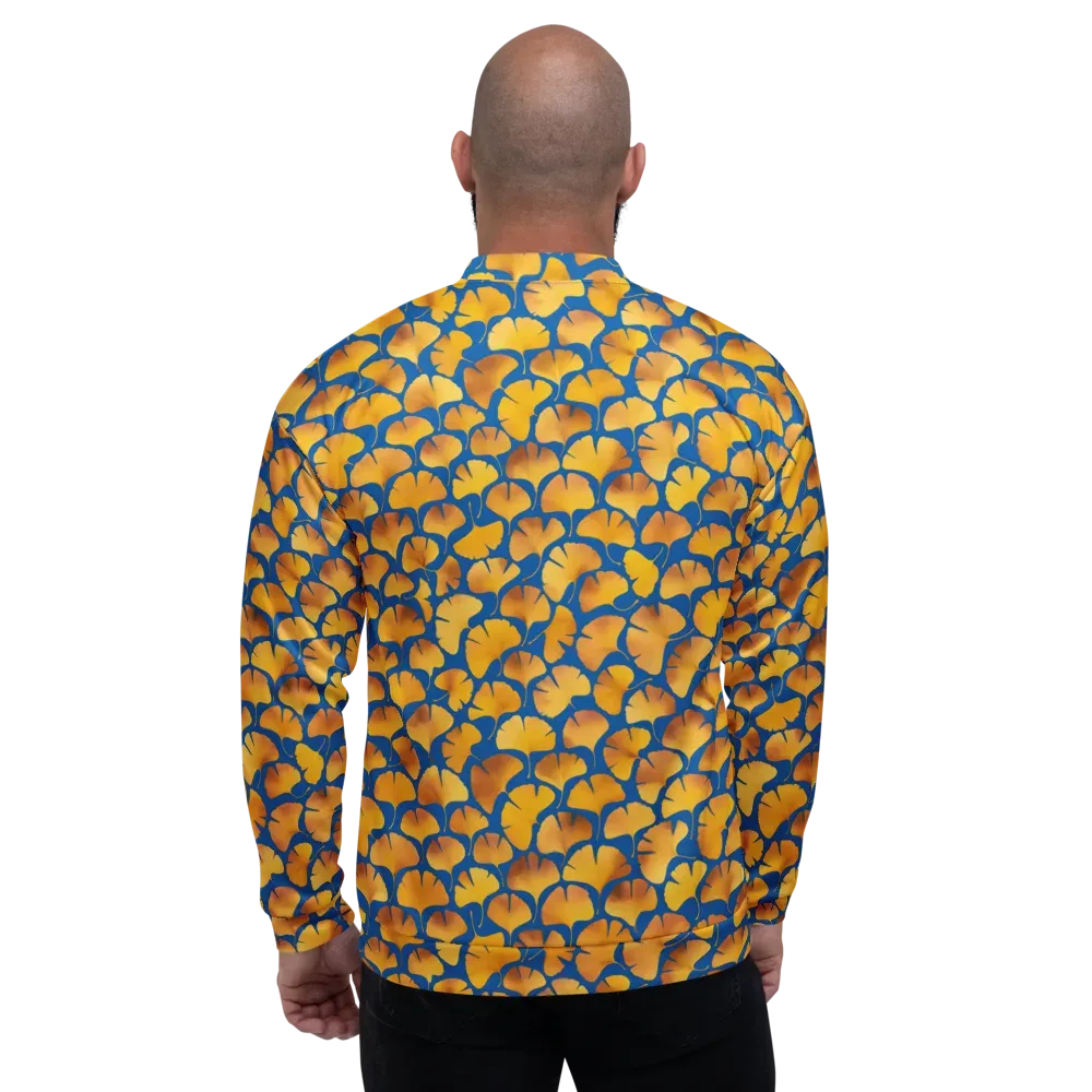 Blue Ginkgo on Bomber Jacket — Back
