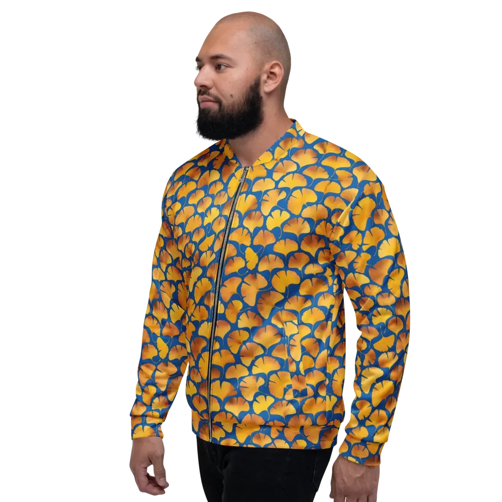 Blue Ginkgo on Bomber Jacket — Left