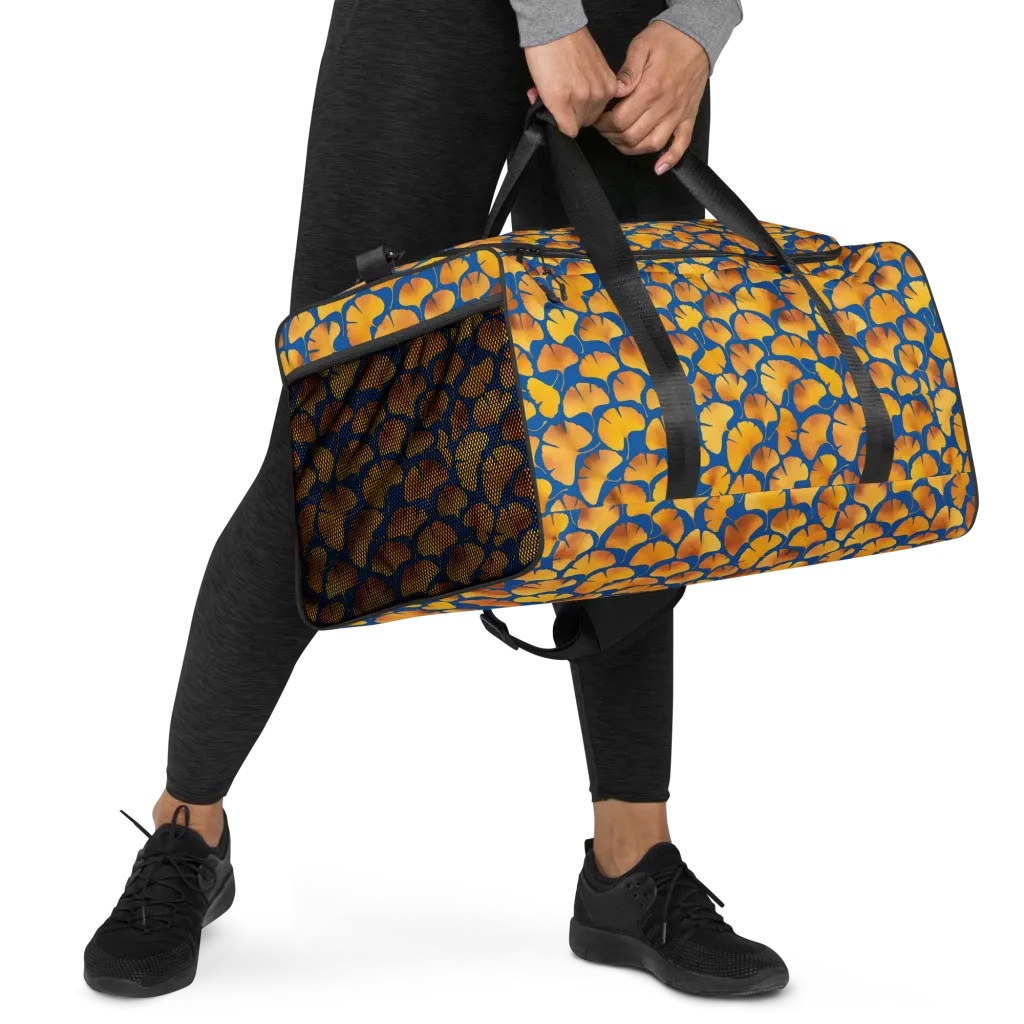 Blue Ginkgo on Duffle Bag — Right Front