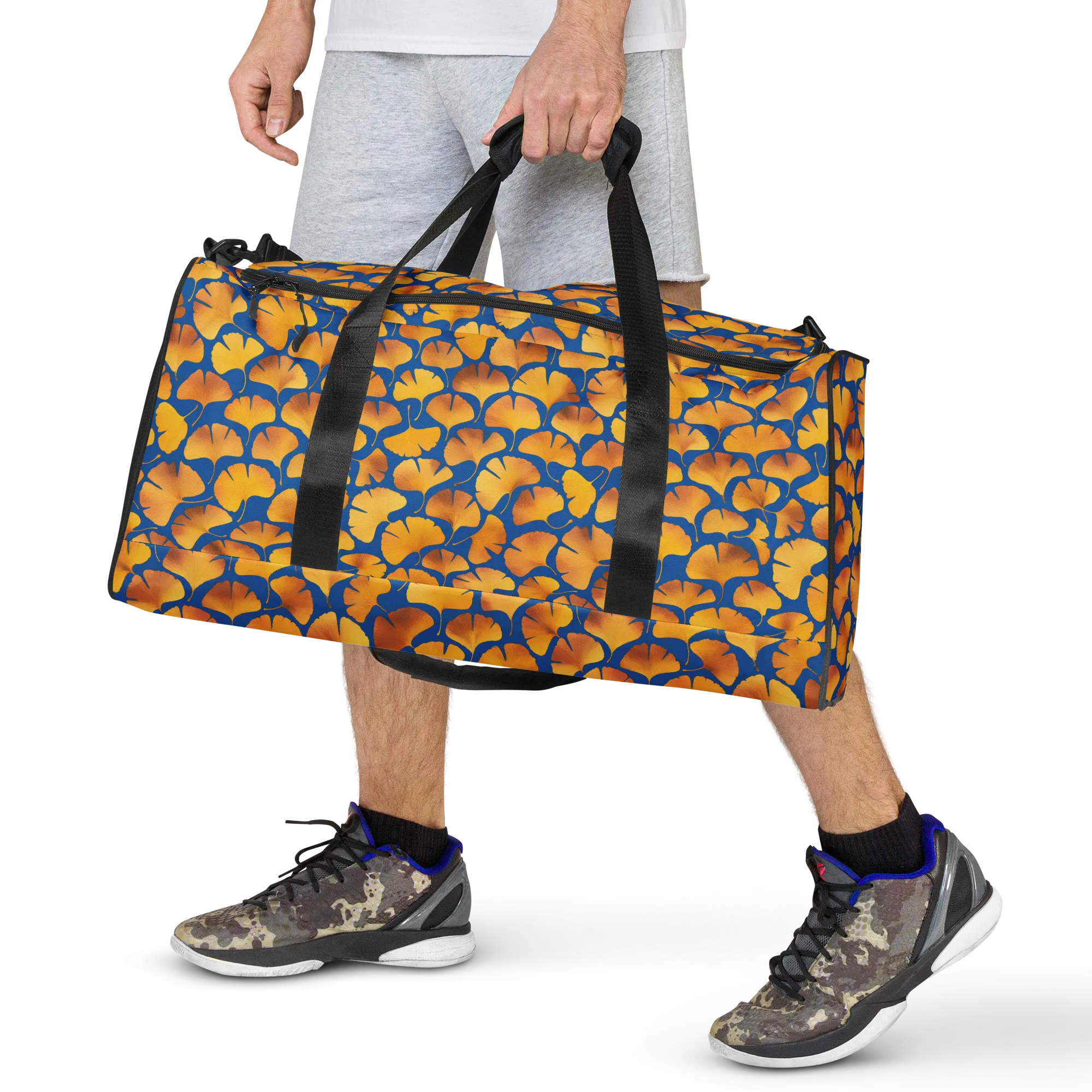 Blue Ginkgo on Duffle Bag — Front print