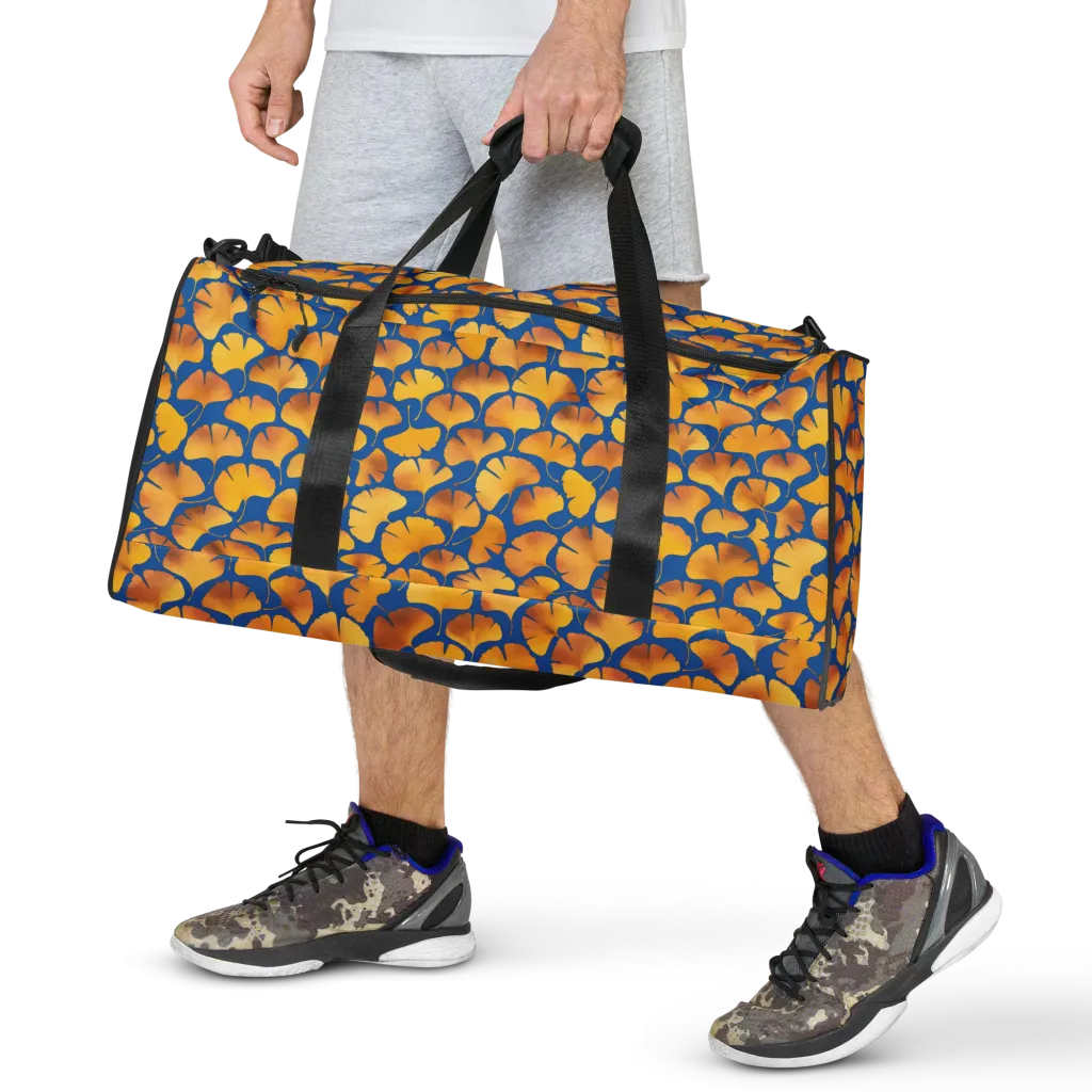 Blue Ginkgo on Duffle Bag — Front print
