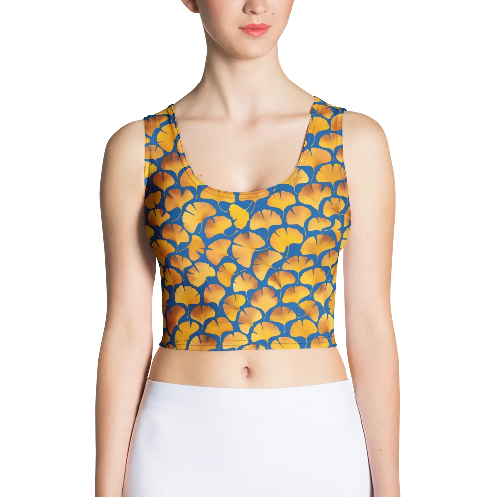 Blue Ginkgo on Crop Top — Front