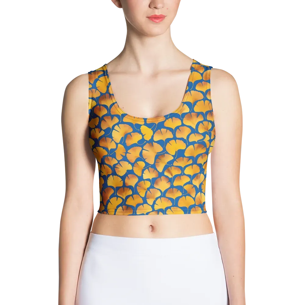 Blue Ginkgo on Crop Top — Front