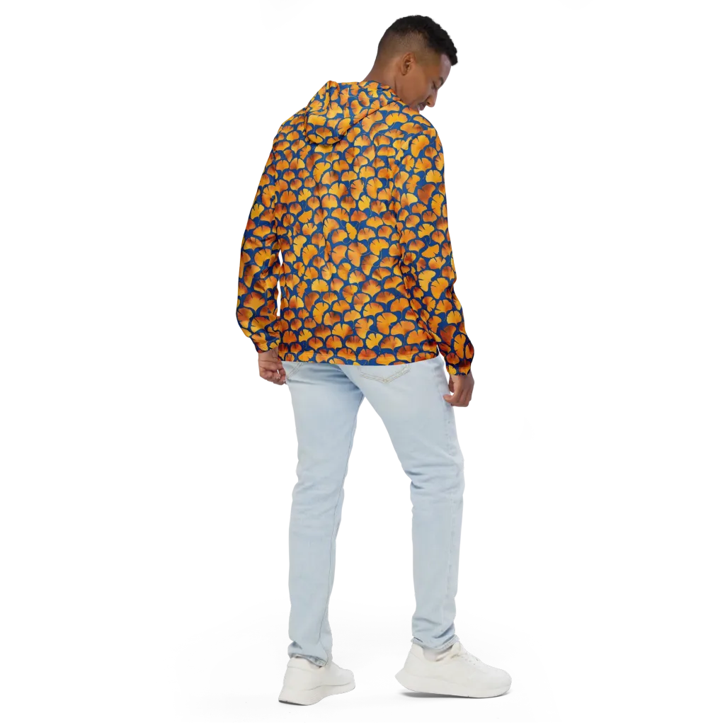 Blue Ginkgo on Men's Windbreaker — Back