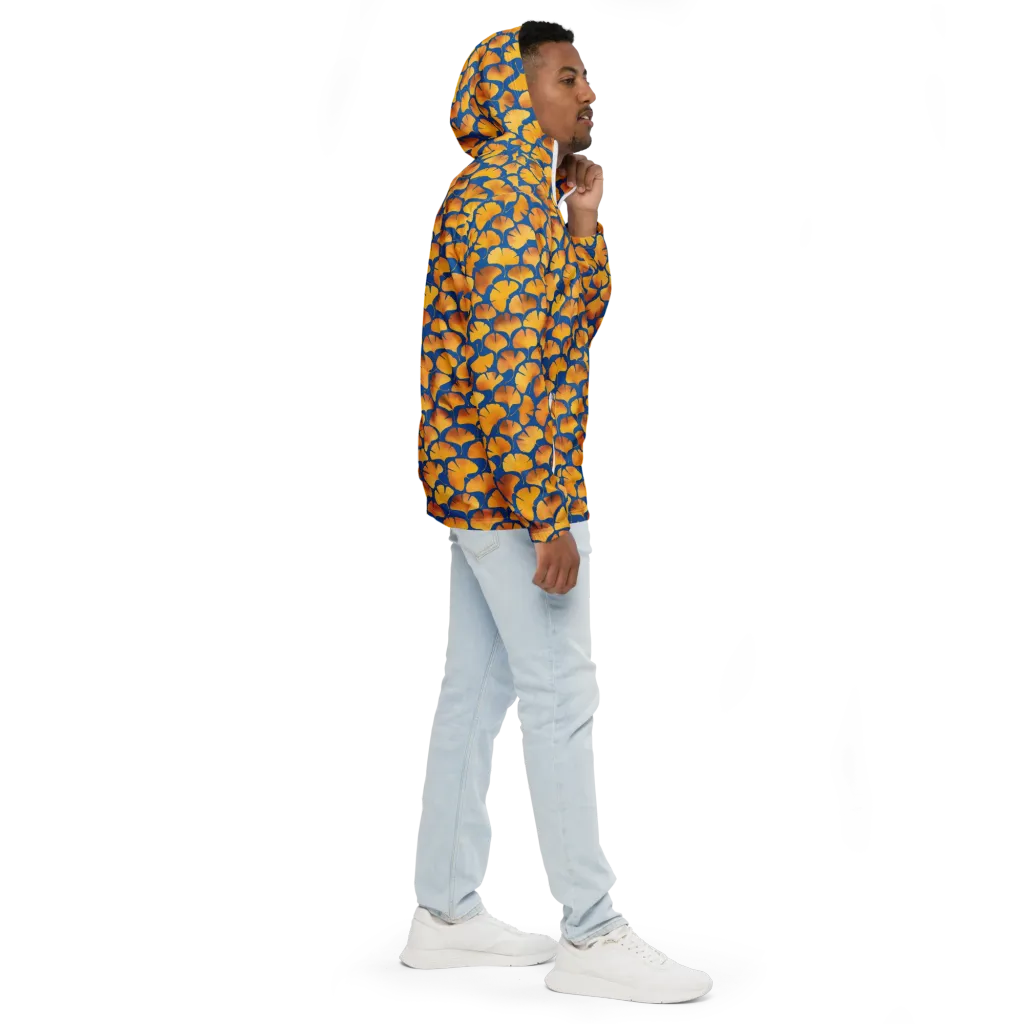 Blue Ginkgo on Men's Windbreaker — Right