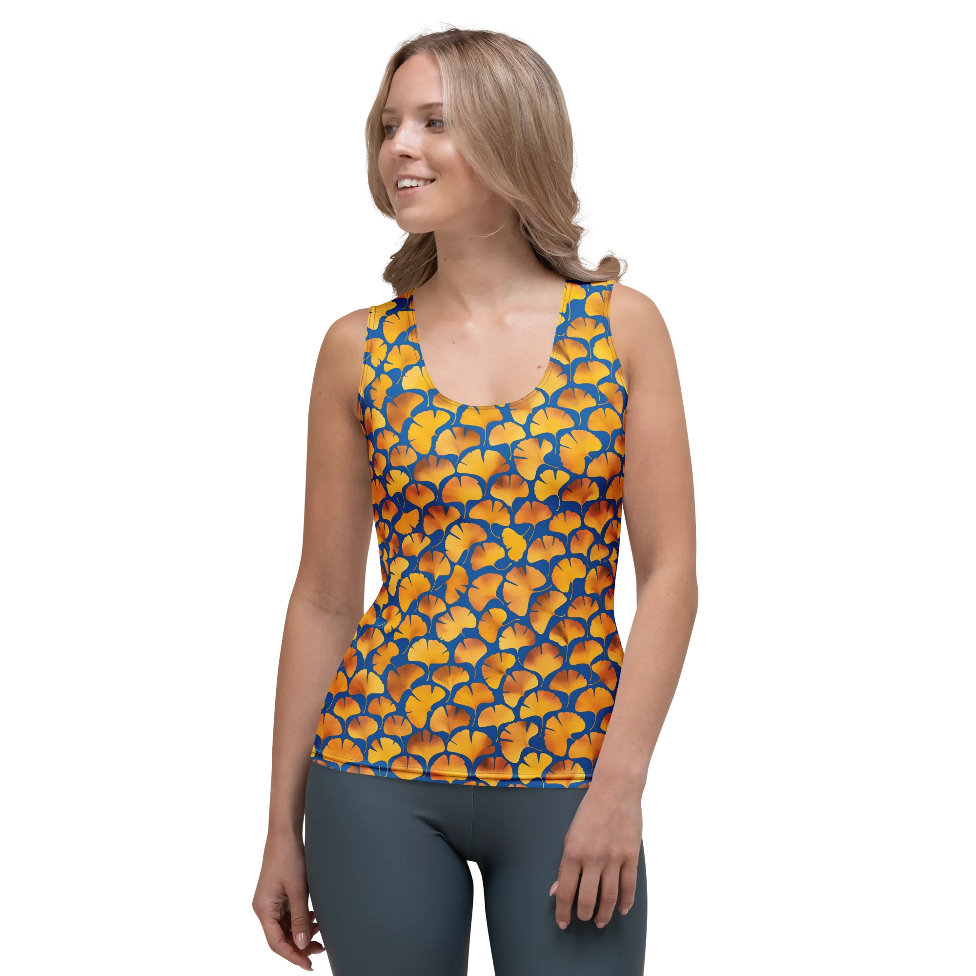 Blue Ginkgo on Women's Tank Top — Front