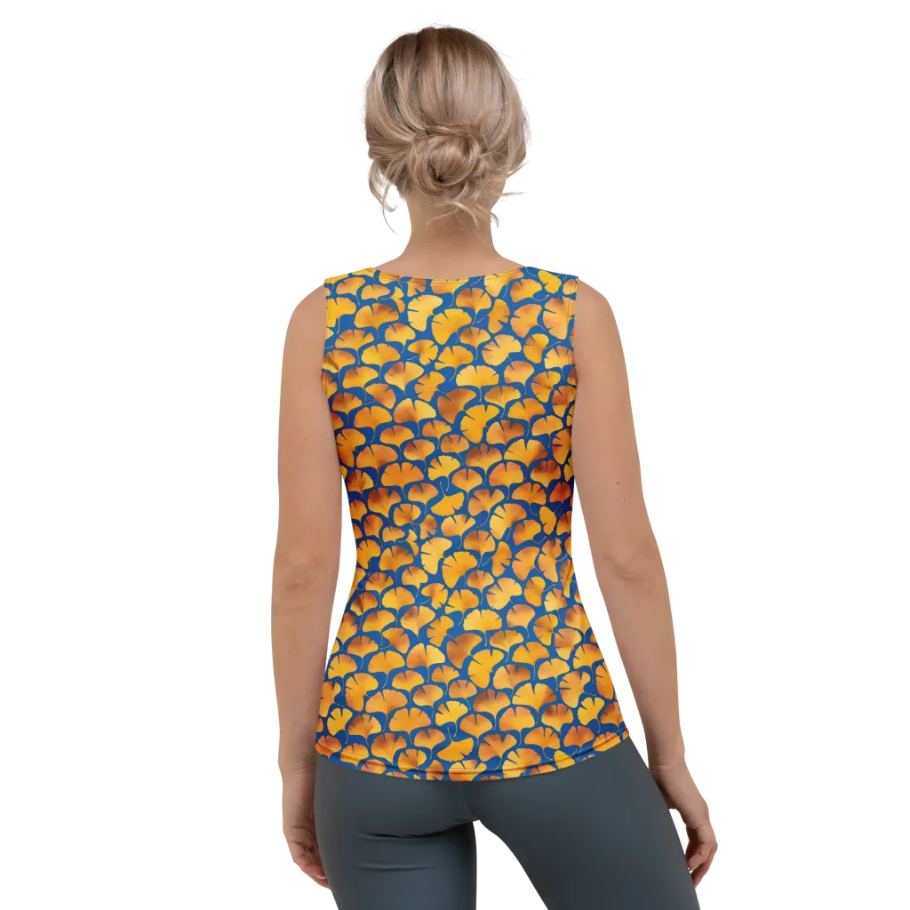 Blue Ginkgo on Women's Tank Top — Back