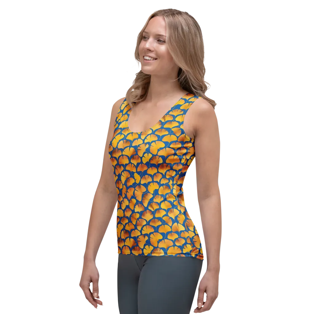 Blue Ginkgo on Women's Tank Top — Left Front