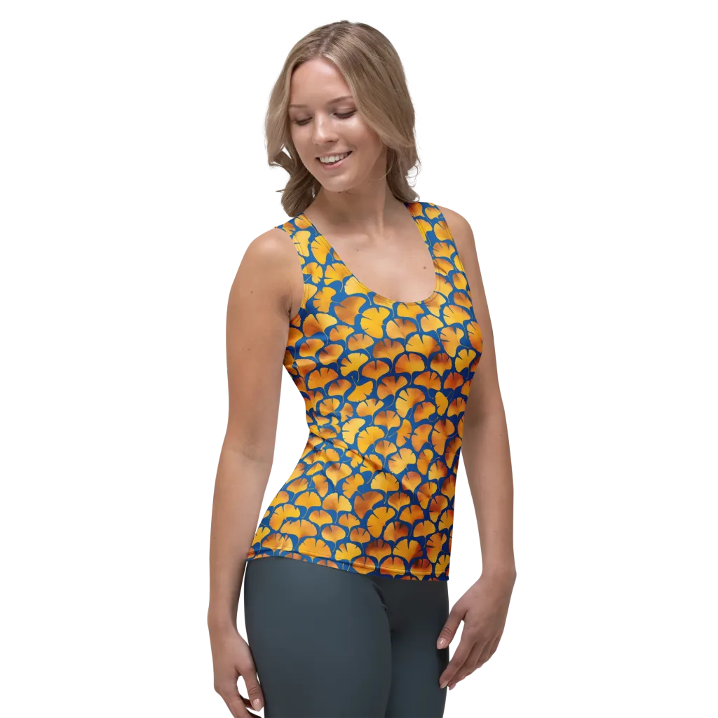 Blue Ginkgo on Women's Tank Top — Right Front