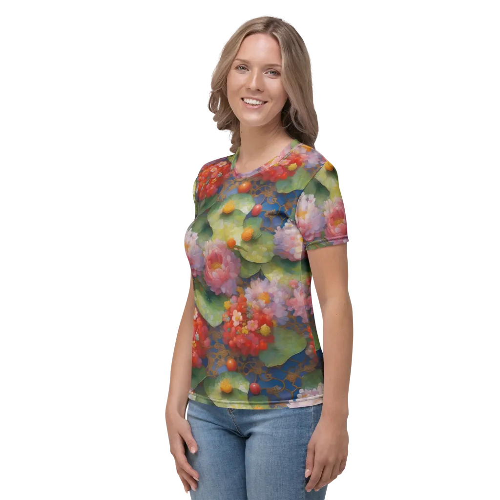 Lotus Royale on Women's Crew Neck T-Shirt — Left sleeve
