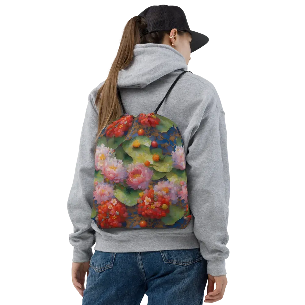 Lotus Royale on Drawstring Bag — Front