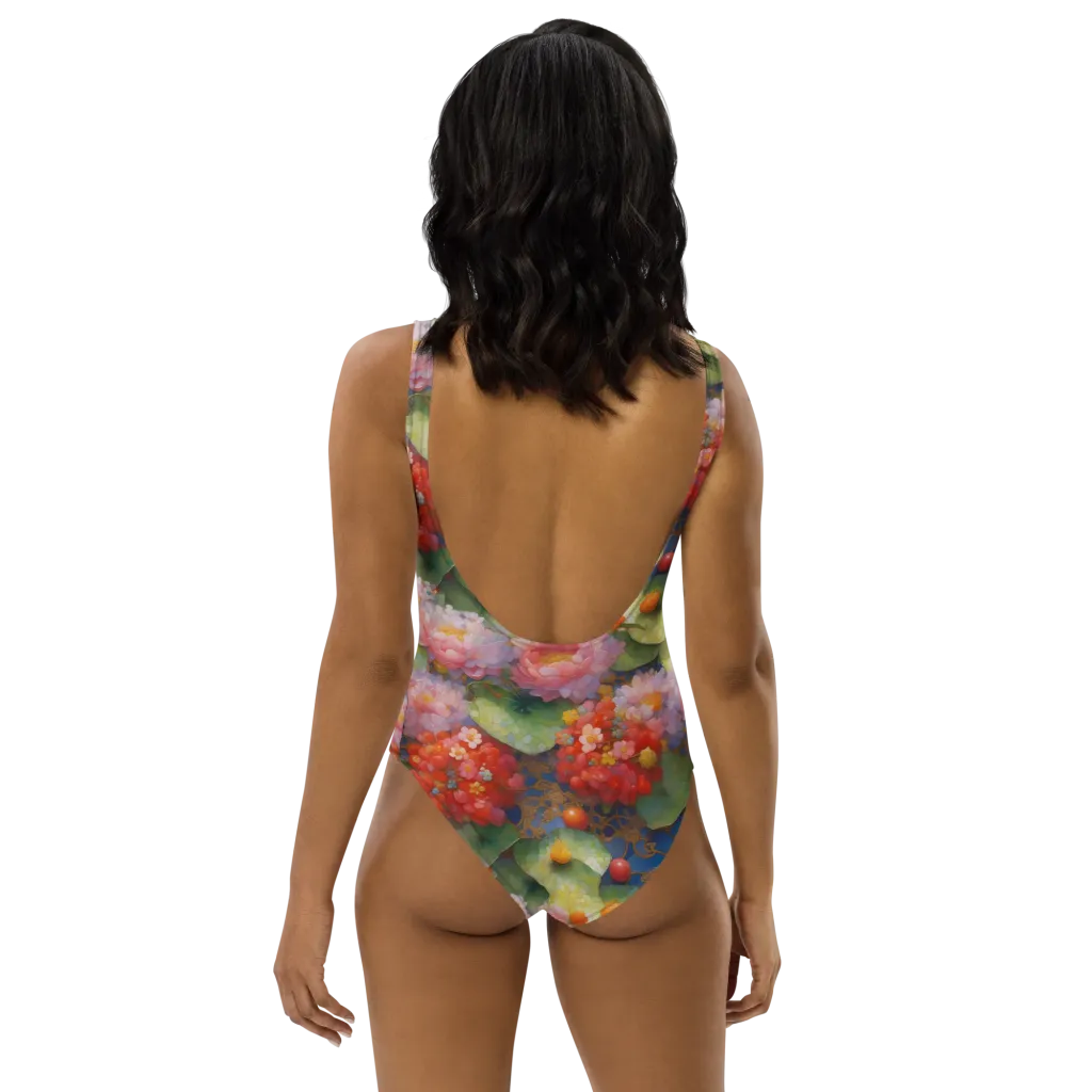 Lotus Royale on One-Piece Swimsuit — Back print