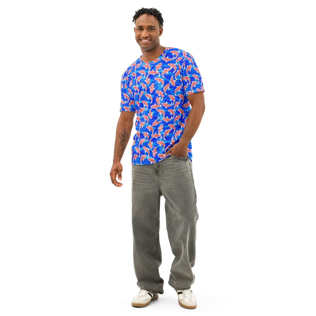 Cobalt Current on Men's Cotton Crew Neck T-Shirt — Front