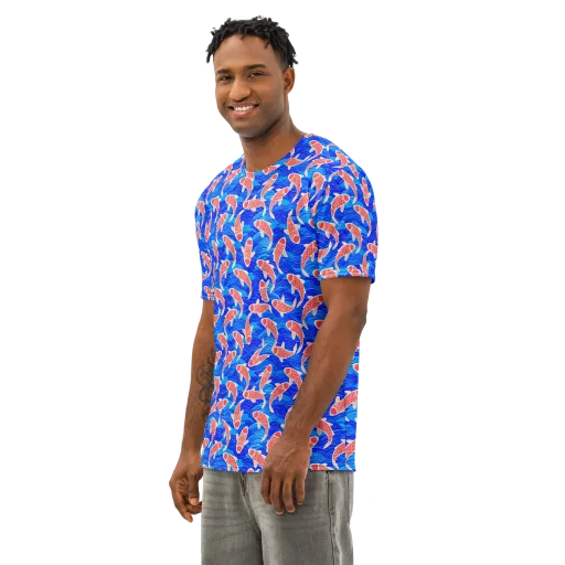 Cobalt Current on a Men's Cotton Crew Neck T-Shirt