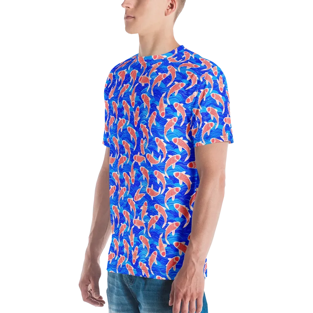 Cobalt Current on Men's Crew Neck T-Shirt — Left