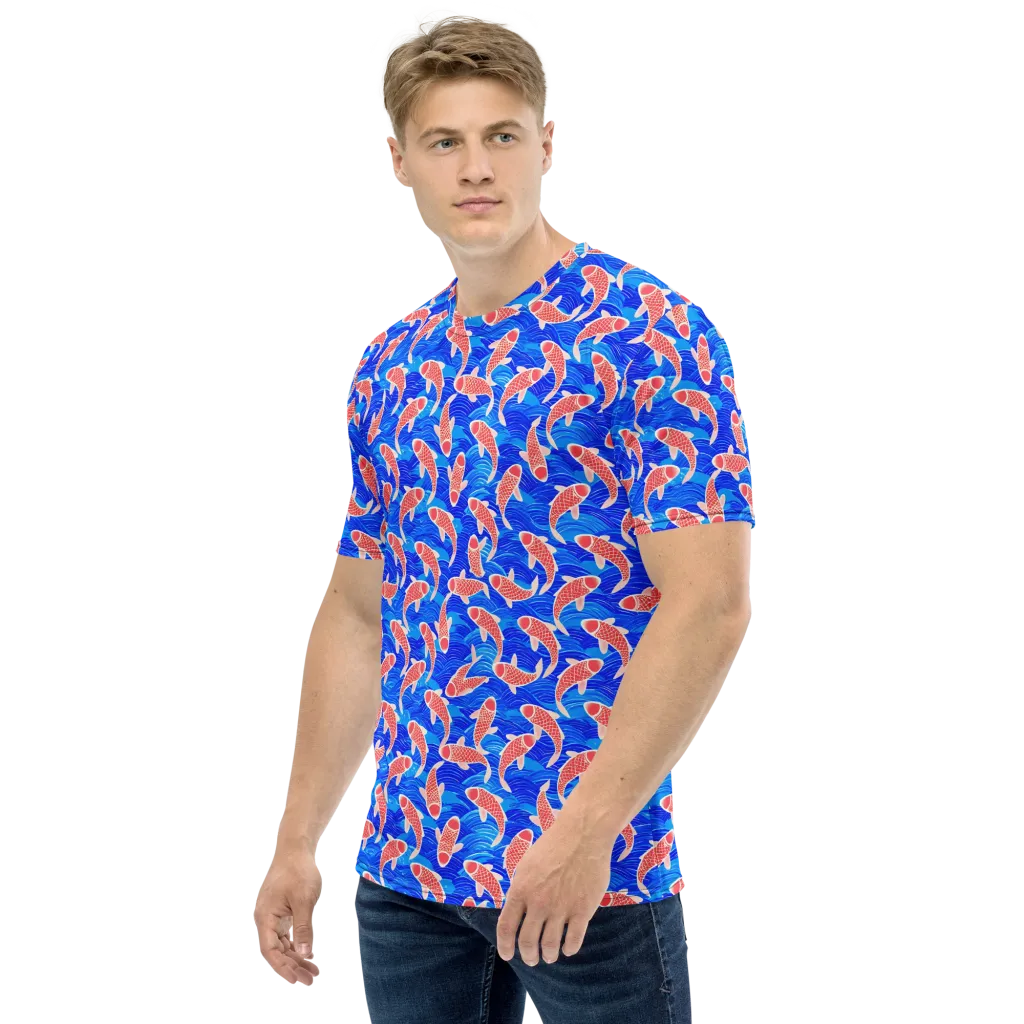 Cobalt Current on Men's Crew Neck T-Shirt — Left sleeve