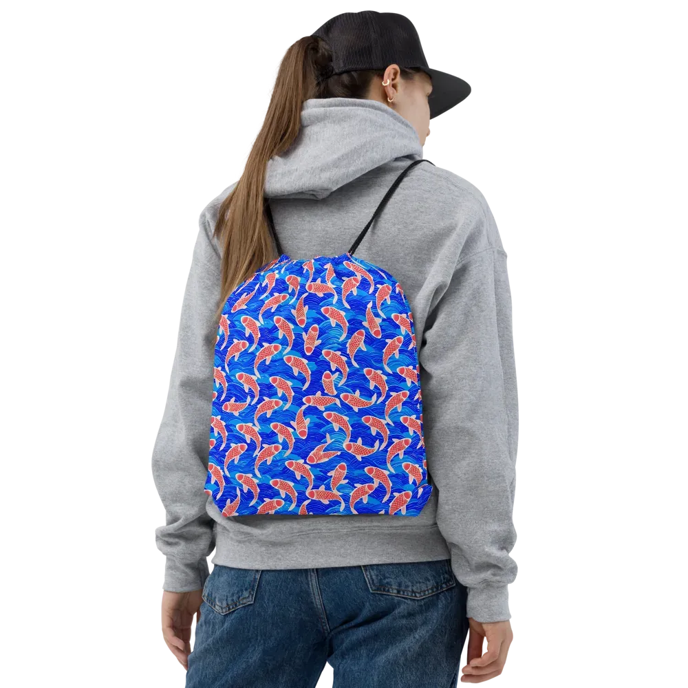 Cobalt Current on Drawstring Bag — Front