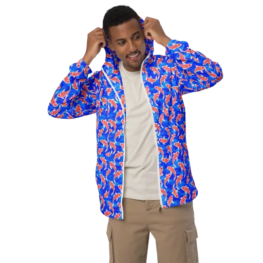 Cobalt Current on a Men's Windbreaker