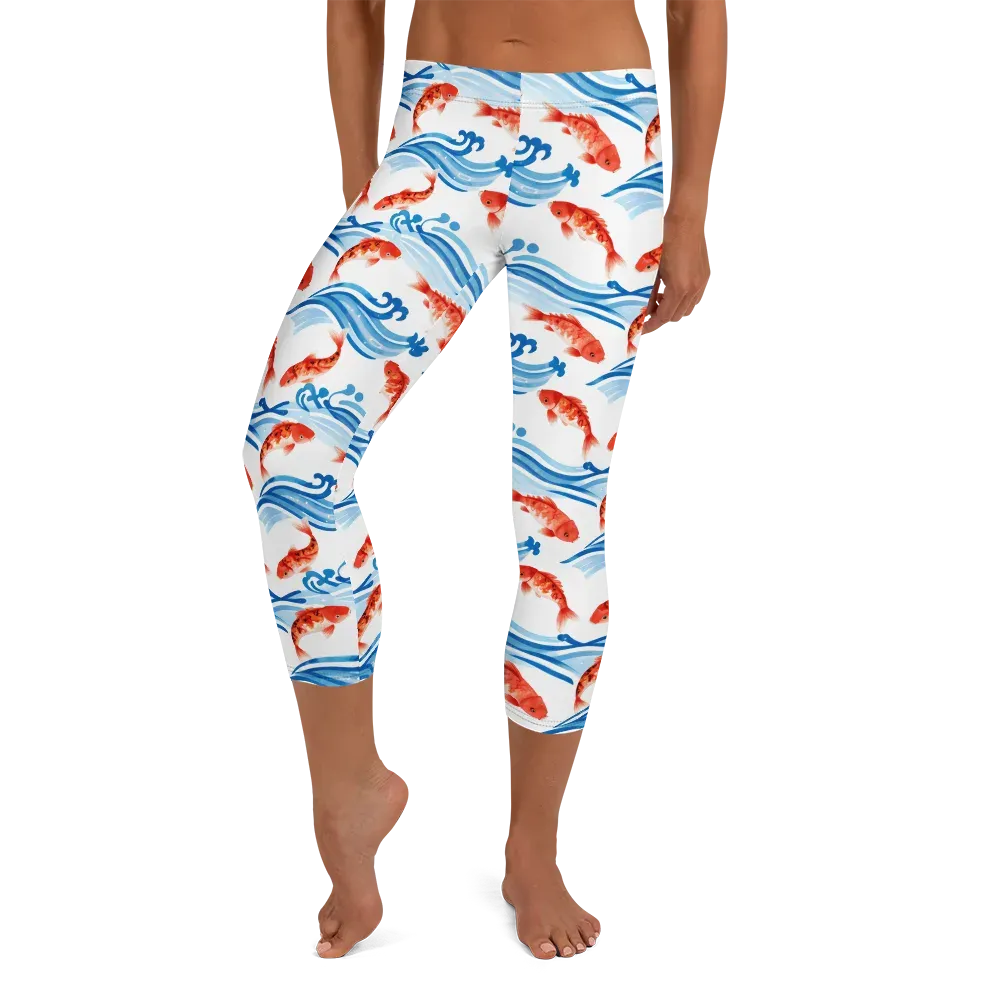 Waves of Fortune on Capri Leggings — Front