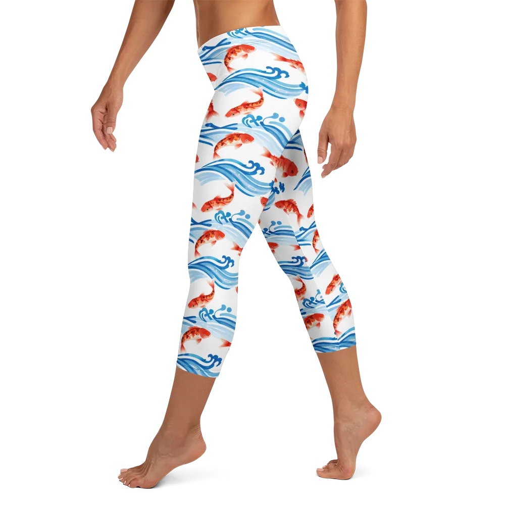 Waves of Fortune on Capri Leggings — Left