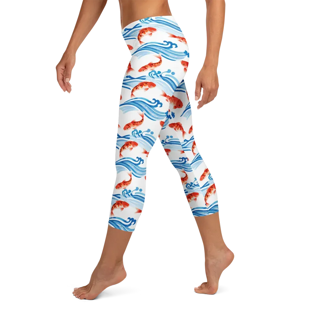 Waves of Fortune on Capri Leggings — Left