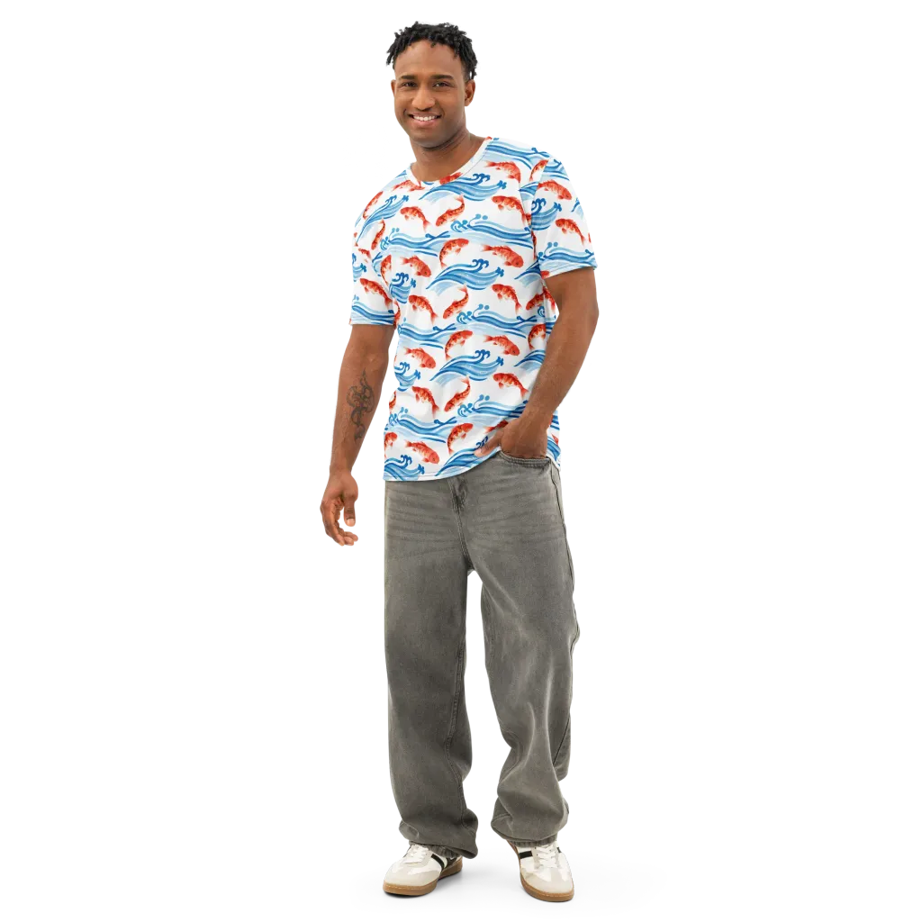 Waves of Fortune on Men's Cotton Crew Neck T-Shirt — Front