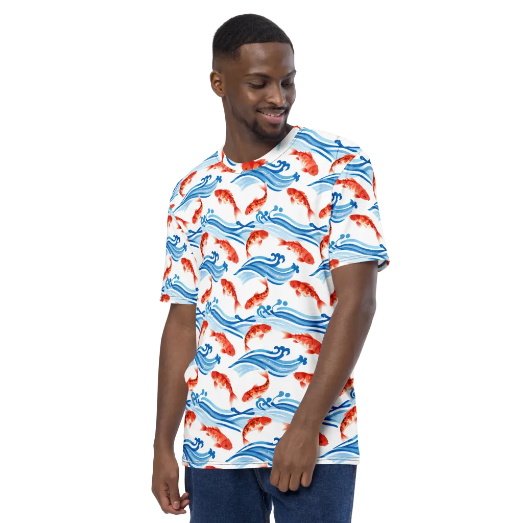 Waves of Fortune on Men's Crew Neck T-Shirt — Left sleeve