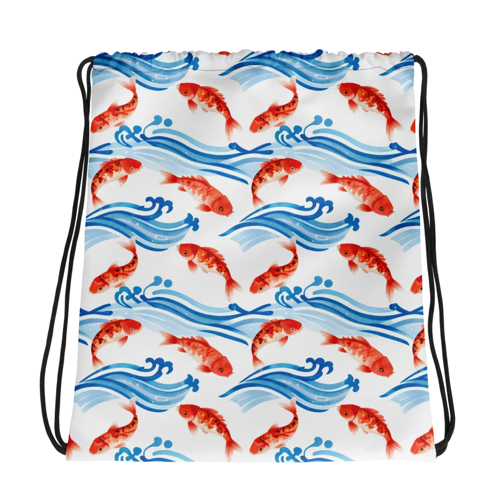 Waves of Fortune on Drawstring Bag — Mockup