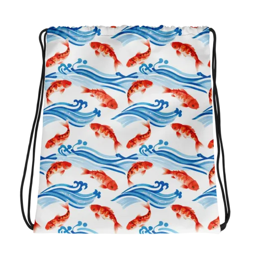 Waves of Fortune on a Drawstring Bag