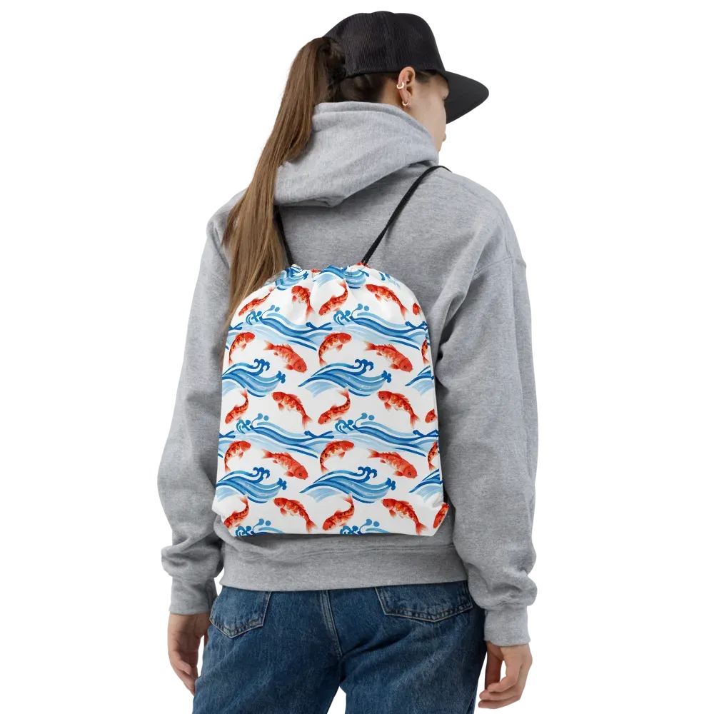 Waves of Fortune on Drawstring Bag — Front