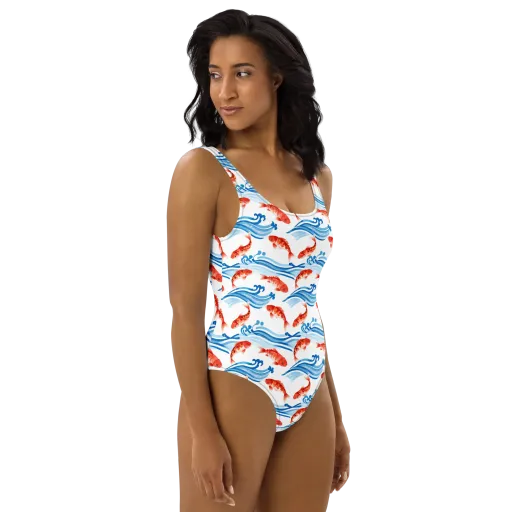 Waves of Fortune on a One-Piece Swimsuit