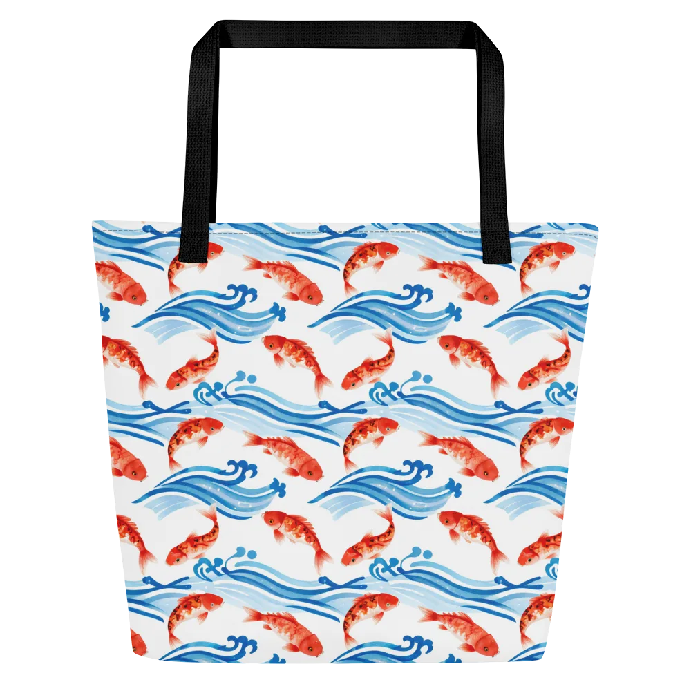 Waves of Fortune on Large Tote Bag W/ Pocket — Front