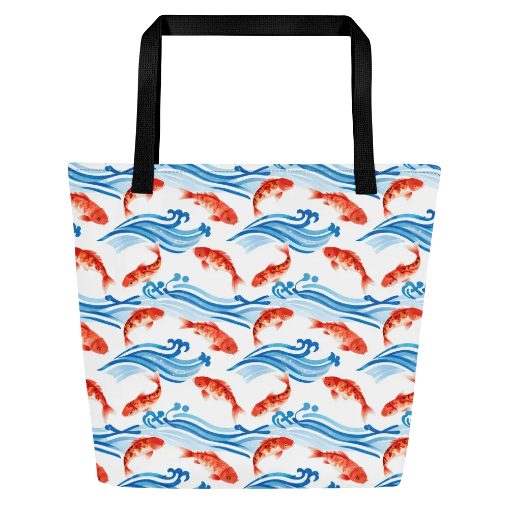 Waves of Fortune on Large Tote Bag W/ Pocket — Front