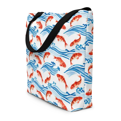Waves of Fortune on a Large Tote Bag W/ Pocket