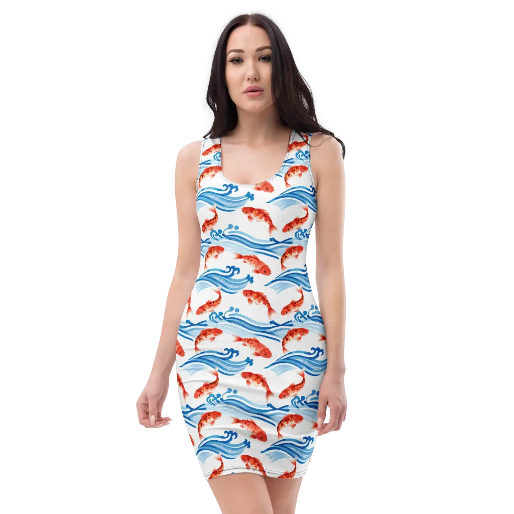 Waves of Fortune on Bodycon Dress — Front