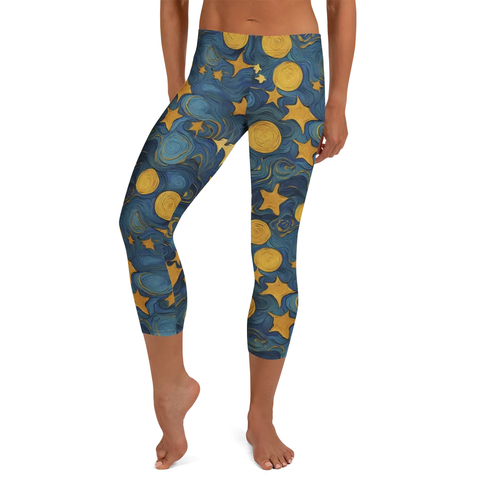 Gilded Galaxy on Capri Leggings — Front