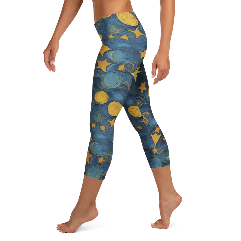Gilded Galaxy on Capri Leggings — Left
