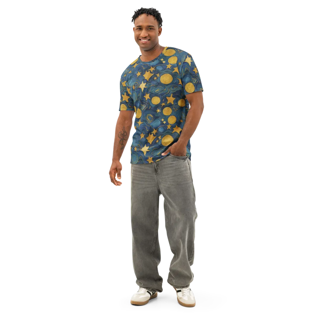 Gilded Galaxy on Men's Cotton Crew Neck T-Shirt — Front