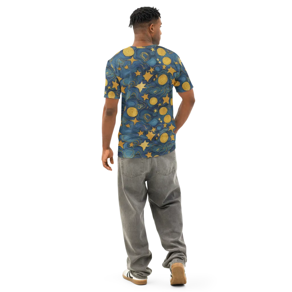 Gilded Galaxy on Men's Cotton Crew Neck T-Shirt — Back