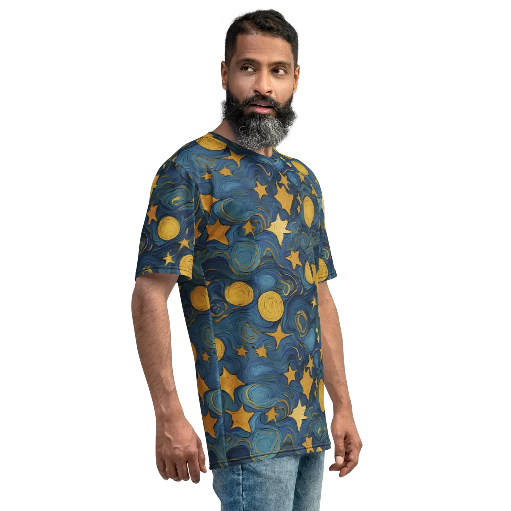 Gilded Galaxy on Men's Crew Neck T-Shirt — Right sleeve