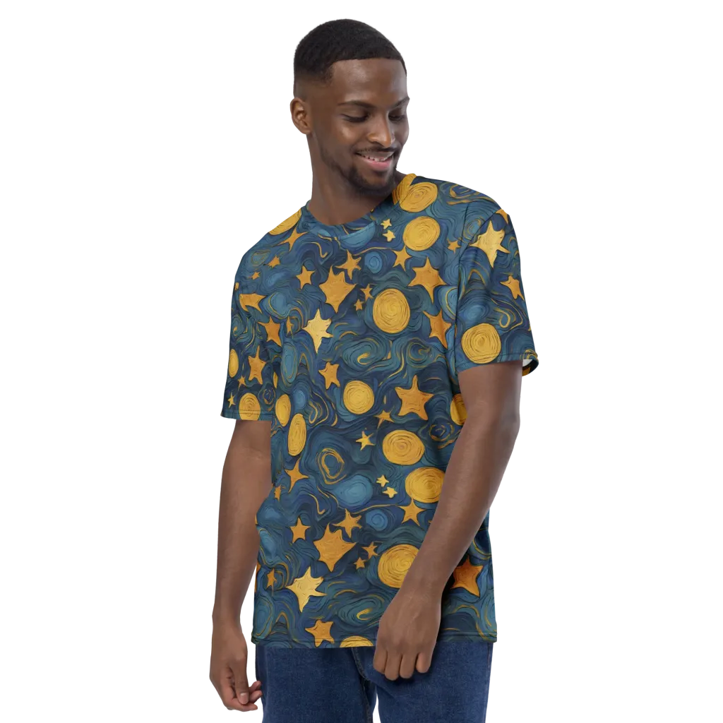 Gilded Galaxy on Men's Crew Neck T-Shirt — Left sleeve