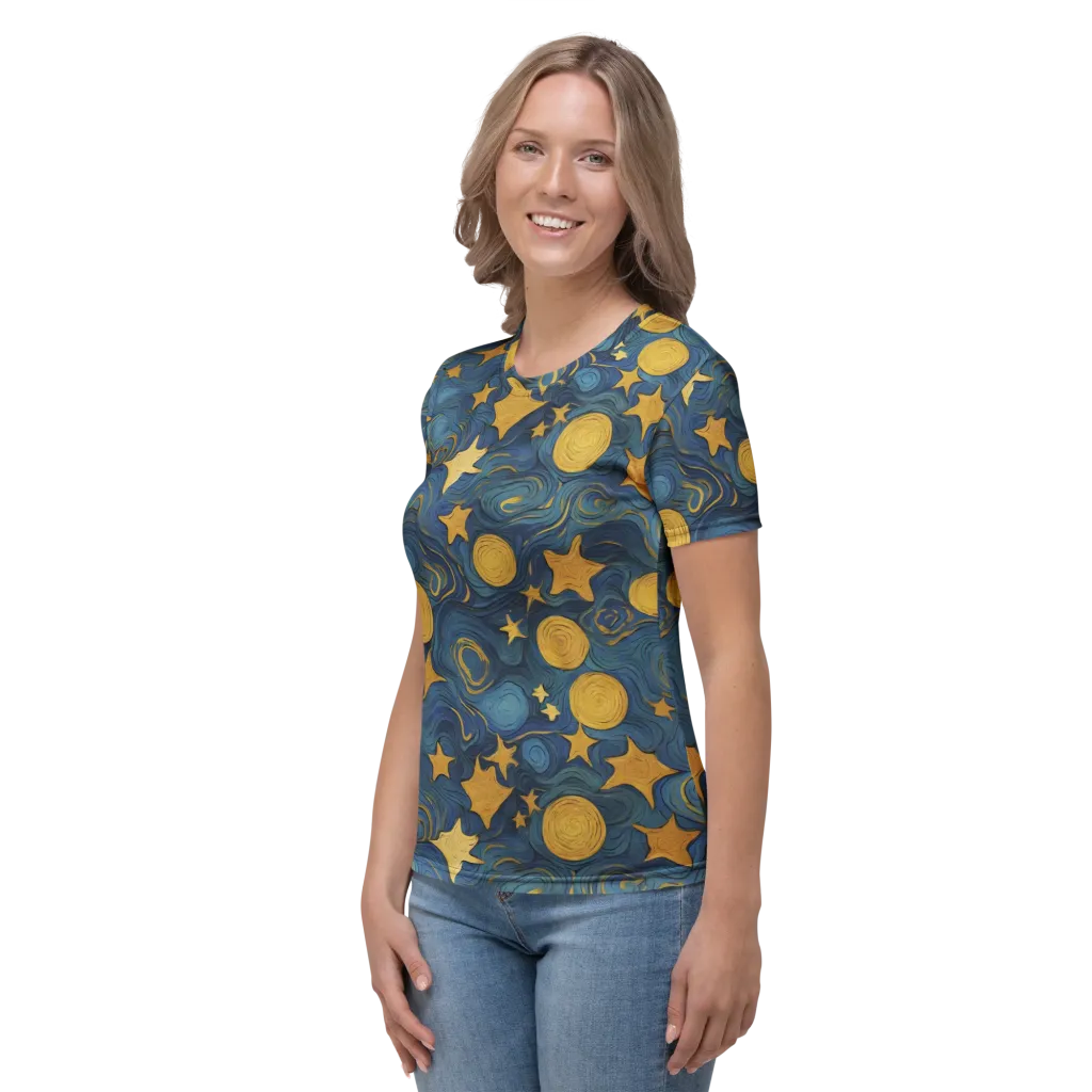 Gilded Galaxy on Women's Crew Neck T-Shirt — Left sleeve