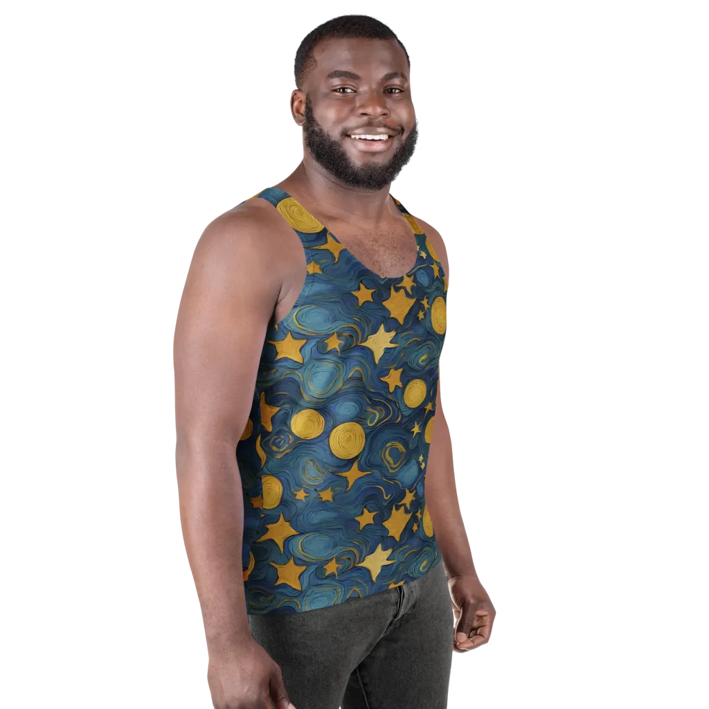 Gilded Galaxy on Men's Tank Top — Right Front
