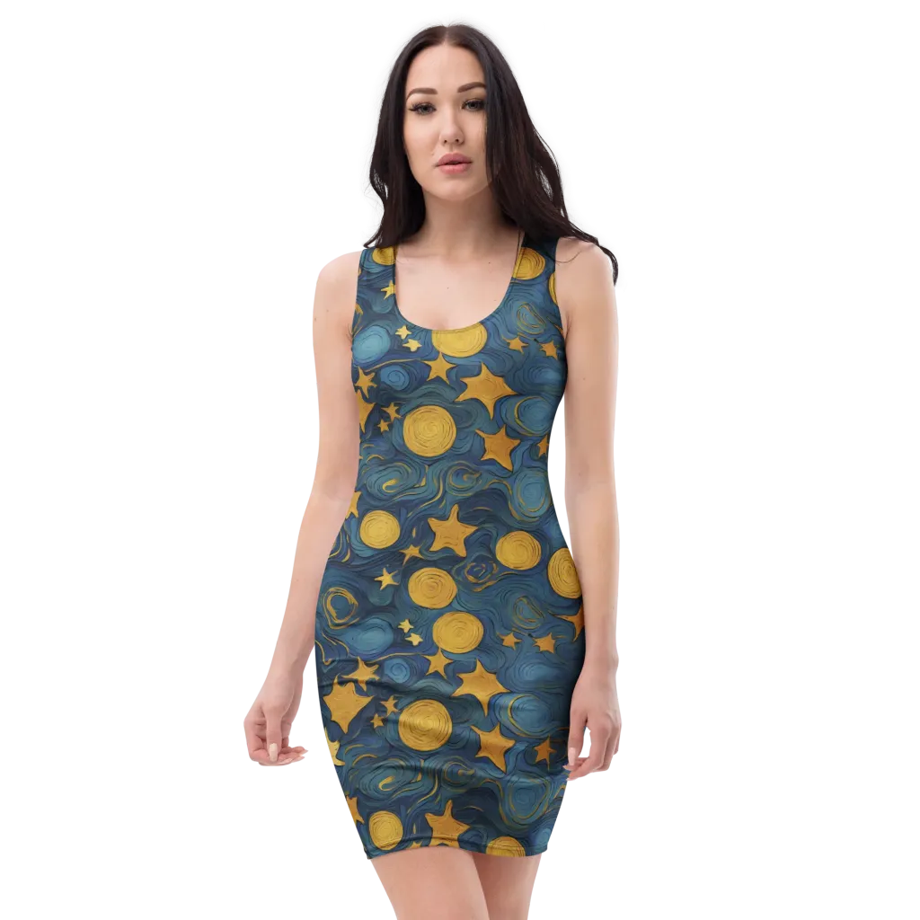Gilded Galaxy on Bodycon Dress — Front