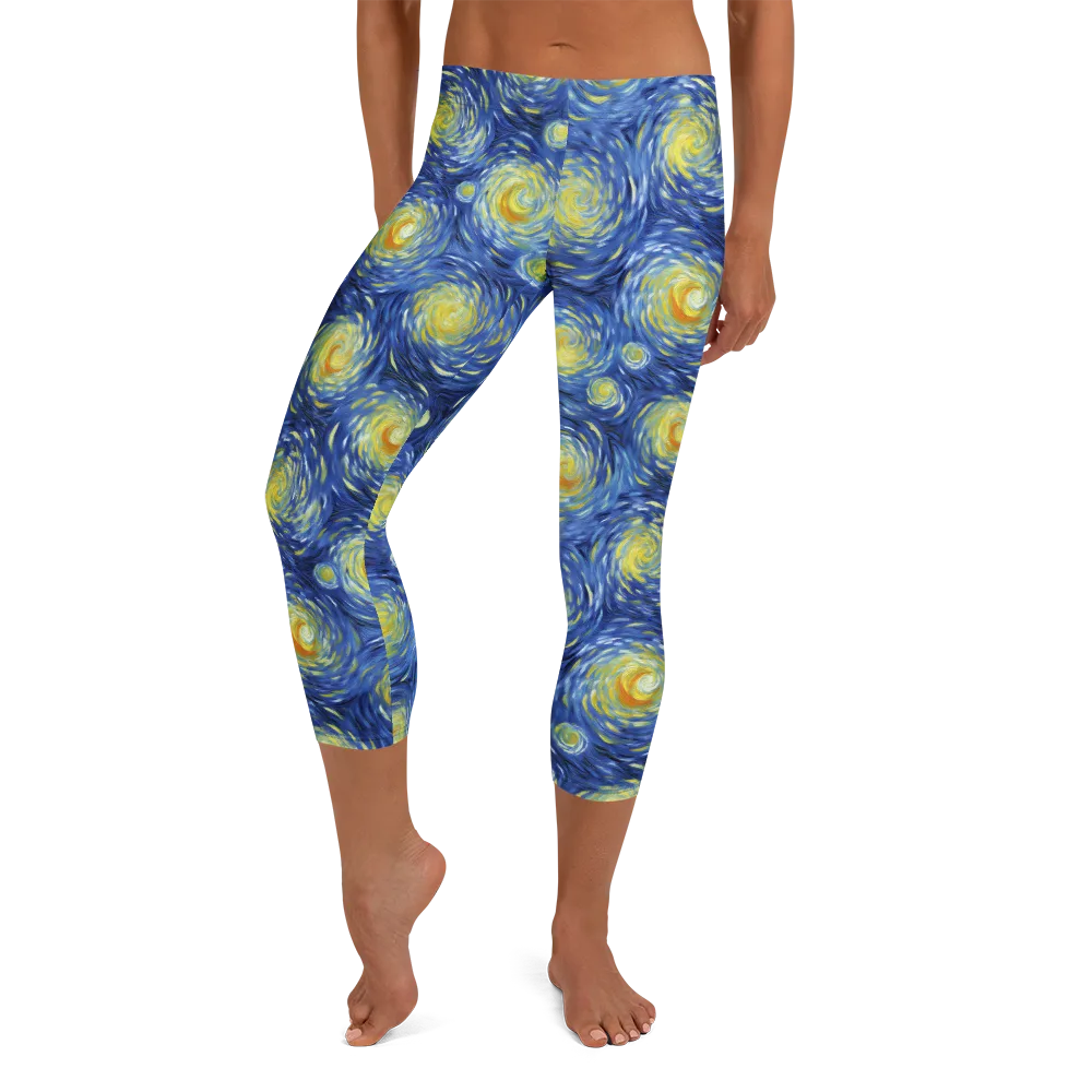 Celestial Whirl on Capri Leggings — Front
