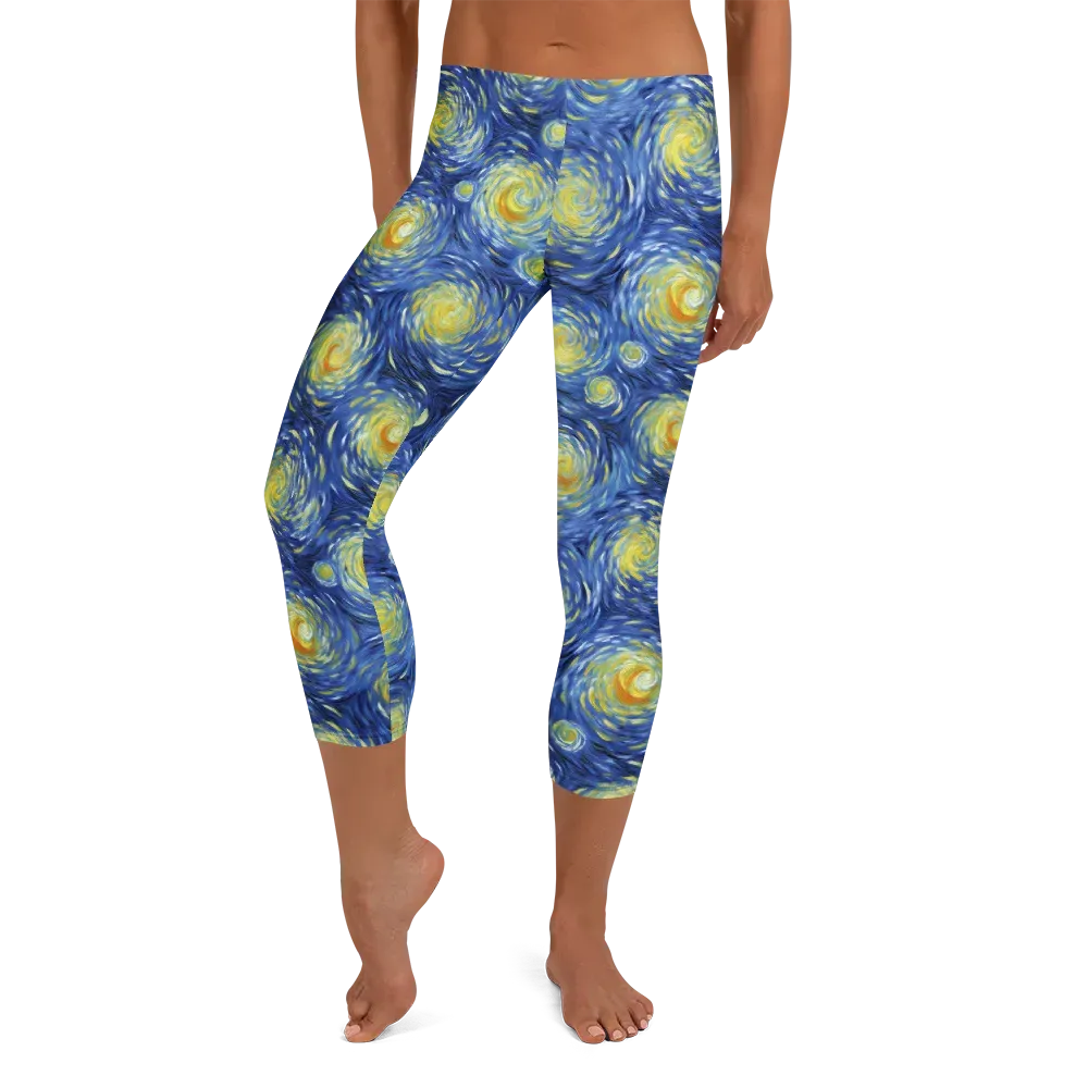 Celestial Whirl on Capri Leggings — Front