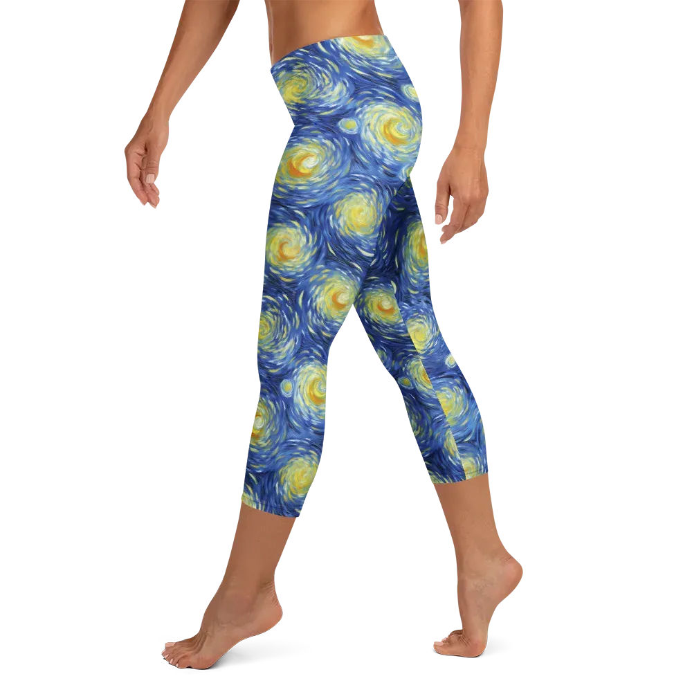 Celestial Whirl on Capri Leggings — Left
