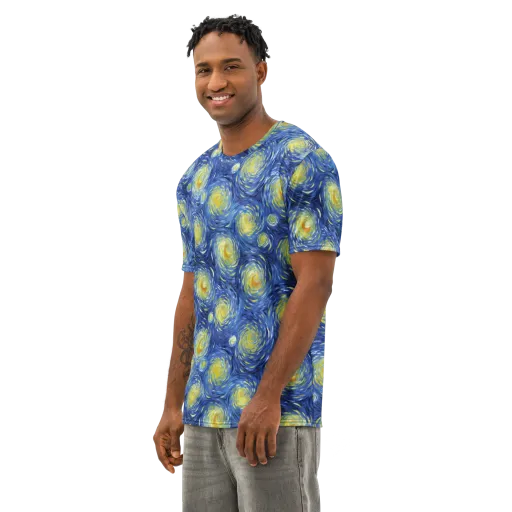 Celestial Whirl on a Men's Cotton Crew Neck T-Shirt